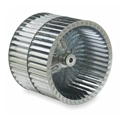 Dayton Blower Wheel: Forward-Curved, 11 in Dia, 8 in W, CCW Hub End, Steel Wheel - Dual-Inlet Forward-Curved Blower Wheels