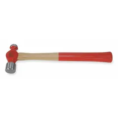 This standard ball-peen hammer features a steel head with a plain grip, 8 oz head weight, 1 in face diameter, and 12 in overall length. It is used for general striking tasks such as shaping metal, striking chisels, and riveting in metalworking and maintenance applications.