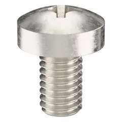 Pan head machine screws with M3x0.50 thread, 5 mm length, made from 18-8 stainless steel with a plain finish. Phillips drive with #1 drive size. Supplied in a 100-piece pack. Suitable for general fastening applications in machinery, electronics, and assembly work.