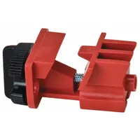 Clamp-on lockout device for multipole circuit breakers rated at 120/277V AC. Designed for use with circuit breaker switches to prevent accidental re-energization during maintenance. Does not include a cable tie slot
