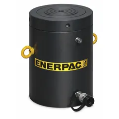 Single-acting hydraulic ram with 200 ton nominal capacity and 5 in nominal stroke length. Steel construction. Suitable for high-cycle lifting, pressing, and maintenance tasks in industrial environments.