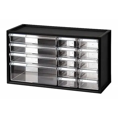 WESTWARD Drawer Bin Cabinet: 17 3/4 in x 7 in x 9 3/4 in, 14 Drawers, Stackable - Plastic Small Parts Drawer Cabinets