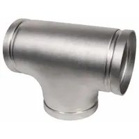 This 4-inch grooved tee connects three pipe branches in industrial piping systems for water, air, or process fluids. Constructed of 304 stainless steel with an EPDM gasket, it meets NSF-61 and Low Lead Approved standards for potable water applications