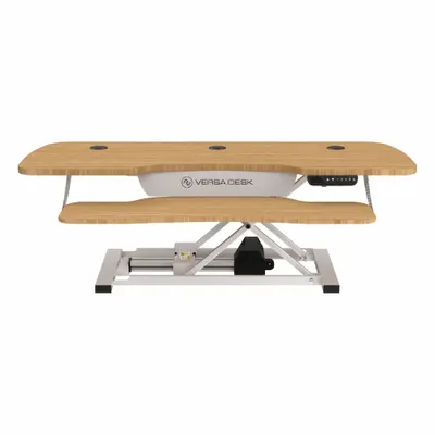 VERSADESK Standing Desk Converter: Electronic, Bamboo, Wood, 48 in Overall Wd - Electronic Standing Desk Converters