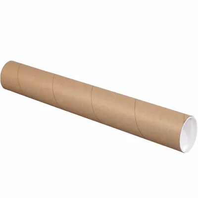 CROWNHILL Mailing Tube: 3 in x 16 in, 1/16 in Wall Thick, Brown - Tubes with End Caps
