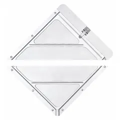This aluminum front plate placard holder measures 10 3/4 inches wide by 10 3/4 inches high. It is designed for vehicle mounting to display placards in industrial environments. The aluminum construction provides corrosion resistance for outdoor or demanding settings.