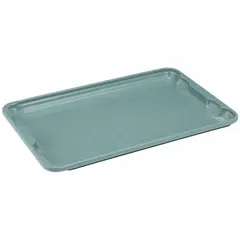 This gray fiberglass lid measures 19 3/4 in x 12 1/2 in and is designed for use with 2TU12, 2TU13, and 4TH03 stacking and nesting totes. It provides a cover for extreme-temperature environments in material handling and storage applications.