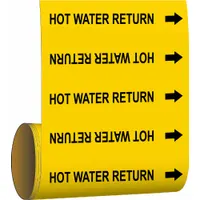 Pipe Marker: Hot Water Return, Yellow, Black, Fits 2 in and Smaller Pipe O.D., 30 Pipe Markers (MPN 41465)