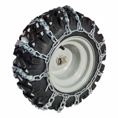 Snow blower tire chain designed for Ariens-brand snow blowers. Provides traction on ice and packed snow to improve grip and stability during snow removal. Suitable for residential and light commercial use.