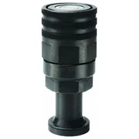 Steel-bodied quick-connect coupling body for hydraulic systems, with 9/16"-18 thread and nitrile seals. Rated for maximum flow rate of 1.89 lpm. Used for rapid connection and disconnection of fluid lines in industrial machinery and mobile equipment