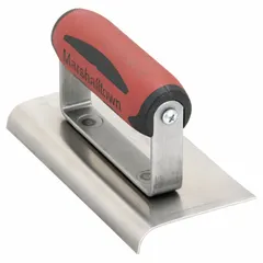 Handheld edger with carbon steel blade, 6 in length and 3 in width. Features a 4 1/2 in DuraSoft handle. Used for finishing concrete edges on slabs, curbs, and walkways to create clean, rounded edges.