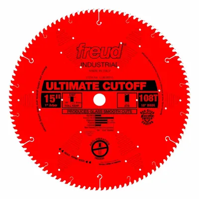 FREUD Circular Saw Blade: 15 in Blade Dia., 108 Teeth, 0.14 in Cut Wd, 1 in Arbor Size - Wood-Cutting Blades