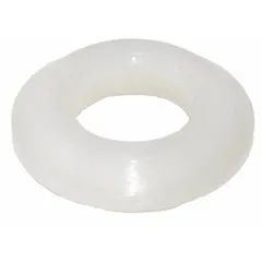 This valve seat is made of polypropylene and is sized for 0.75 in pumps. It provides a sealing surface for the valve to prevent backflow in fluid handling systems. Typical applications include water treatment, chemical processing, and general manufacturing where chemical resistance is required.