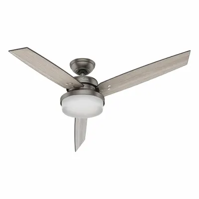 HUNTER Ceiling Fan: 52 in Blade Dia, Light Gray Oak/Gray Walnut, 3 Speeds, Light Kit - Decorative Office Ceiling Fans