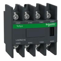 SCHNEIDER Auxiliary Contact Block: 3NO/1NC, 6 A Max Current (AC), Front Mount, Front-Mounted (MPN LADN316)