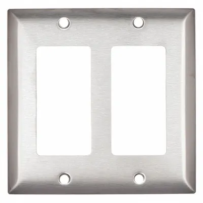 HUBBELL Wall Plate: Decorator-Rocker, 2 Gang, Silver - General Purpose Wall Plates