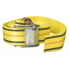 Adjustable belt accessory for securing loads on drum hand trucks. Constructed of steel and woven polyester with a buckle closure. Overall length 86 in, width 2 in. Helps stabilize drums or cylindrical items during transport.