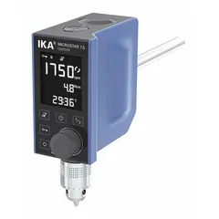 This overhead stirrer is designed for low-torque mixing applications in laboratory and industrial settings. It handles viscosities up to 4,000 cps and volumes up to 50 L. The unit features a digital display and variable speed control, operating on 100/240V voltage.