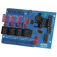 The ALTRONIX ACM4 is a power controller board constructed from phenolic/fiberglass. It accepts 12/24V AC/DC input voltage and functions as a fused trigger power controller. Typical applications include managing power distribution to door locks, magnetic locks, and other security devices in access control systems