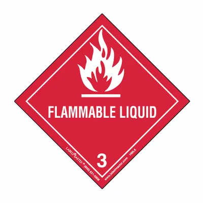 LABELMASTER Container Label: Flammable Liquid, 3 15/16 in x 3 15/16 in, Paper, Label - Class 3: Flammable Liquids