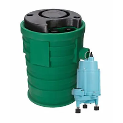 LITTLE GIANT Grinder Pump System: Plastic, 1 hp, 115V AC, 49 gpm @ 10' of Head, 51 ft Max. Head - Simplex Sewage Grinder Pump Packages