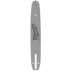 Replacement guide bar for Milwaukee chain saws. Features a 12-inch compatible bar length, 3/8-inch pitch, 0.05-inch gauge, and 51 drive links. Used for guiding and supporting the saw chain during cutting operations such as pruning, limbing, and light felling.