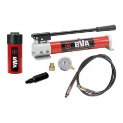 This 25 ton nominal capacity pump and cylinder set includes models H2504, P1000, and GW2514. It features a 4-inch stroke and is used for lifting, pressing, bending, or jacking operations in industrial maintenance, construction, and manufacturing.