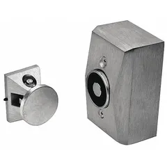Wall-mounted electromagnetic door holder constructed of aluminum. Fail Safe failure mode releases the door upon power loss, allowing automatic closure. Used to hold fire or smoke doors open under normal conditions in commercial and industrial buildings.