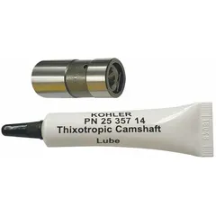 Hydraulic valve lifter for Kohler engines, compatible with manufacturer number CV15-41589 and models 24TM15, 24TM16, 24TM20. Maintains zero valve lash for proper valve timing and quiet operation. Used in small engines for outdoor power equipment.