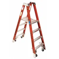 WERNER Twin Platform Stepladder: 4 ft Ladder Size, Fiberglass, 300 lb Load Capacity, 37 lb Wt (MPN PT7404-4C)