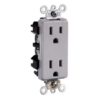 LEVITON Receptacle: Decorator Duplex, 5-15, Gray, 125V AC, 15 A, 2 Pole / 3 Wire (MPN 16252-GY)