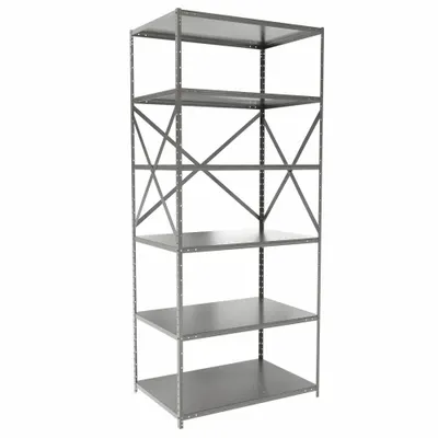 HALLOWELL Metal Shelving: Standalone, Heavy-Duty, 36 in x 24 in, 84 in Overall Ht - Heavy-Duty Standalone Open Metal Shelving