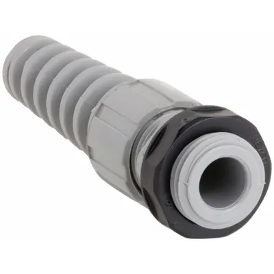 HUBBELL WIRING DEVICE-KELLEMS Liquid Tight Cord Connector with Strain Relief: Straight, Nylon, 1/2 in MNPT - Straight Plastic Cord Grips with Flex