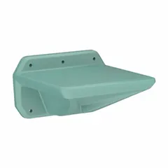 Wall-mounted polyethylene seat for one person, 18 inches wide. Suitable for commercial or institutional settings such as showers, locker rooms, or healthcare facilities where a durable, easy-to-clean seating surface is required. Meets ISO 22196 antimicrobial standards and UL 94 HB flammability requirements. No arms included.