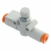 SMC Speed Controller: In-Line Fitting, Knob, 1/8 in Valve Body Size, 4 mm Push to Connect Tube, 4 mm (MPN AS2002F-04A)