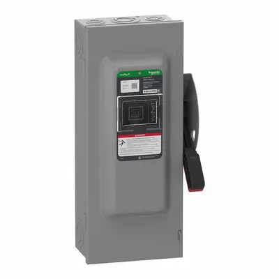 SCHNEIDER Safety Switch: Fusible, 100 A, Three Phase, 600V AC/DC, Galvanized Steel - Fusible Safety Switches