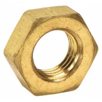 Brass compression fitting nut with 5/16"-20 thread size for single-ferrule connections. Used in industrial fluid systems to secure tubing in instrumentation, hydraulic, and pneumatic lines requiring vibration-resistant joints