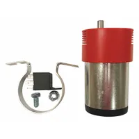 Steel horn compressor accessory for pneumatic horn systems. Measures 6 in length, 2 1/2 in width, 6 in height. Supplies compressed air to horn systems on heavy trucks, locomotives, and industrial vehicles