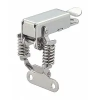 This release-to-open draw latch is constructed of stainless steel. It is used to secure panels, doors, and enclosures on industrial equipment. Dimensions: depth 2 7/32 in, height 2 1/16 in, width 1 17/32 in