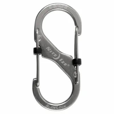 NITE IZE Double Carabiner: 10 lb Working Load Limit, Wire Gate, Stainless Steel - Load Rated S-Hook Double Snap Hooks