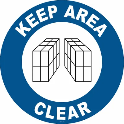 STRANCO Anti-Slip Floor Sign: Vinyl, Adhesive Sign Mounting, 17 in x 17 in Nominal Sign Size - Keep Area Clear Floor Signs