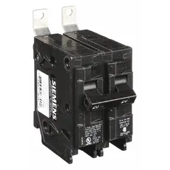 Bolt-on miniature circuit breaker rated 20 A at 120/240V AC, single-phase, 2-pole, with a maximum AIR rating of 22kA at 120/240V AC. Part of the BL series, designed for use with Siemens P1 panelboards. Provides overcurrent protection in electrical distribution systems for branch circuits.