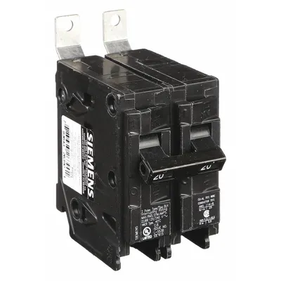 SIEMENS Miniature Circuit Breaker: 20 A Amps, 120/240V AC, 2 Poles - B Series, Bolt-On Siemens Miniature Circuit Breakers
