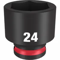 MILWAUKEE Standard Impact Socket: 3/8 in Drive Size, Metric, 24 mm Socket Size, 6-Point, Std (MPN 49-66-6147)