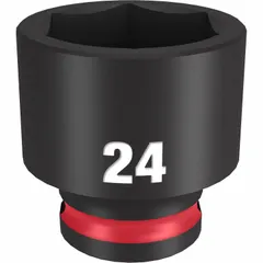 This 3/8" drive impact socket features a 24 mm metric, 6-point design for use with impact wrenches. The black phosphate finish provides corrosion resistance. Suitable for fastening and loosening metric fasteners in automotive, heavy equipment, and industrial applications.