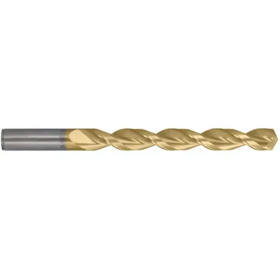 CLEVELAND Jobber Length Drill Bit: 10.8 mm, 135° Split Point, TiN-Coated Cobalt - Cobalt Jobber-Length Drill Bits for Deep Hole-Drilling