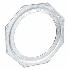 This steel reducing washer adapts a 3/4 in knockout to accept 1/2 in conduit. Silver finish. Used as an accessory for fittings in conduit systems to ensure secure connections.
