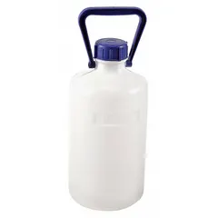 Swing-Handle Round Carboy, 10 L, Narrow Mouth, Screw On Cap, White, 210 mm Body Dia