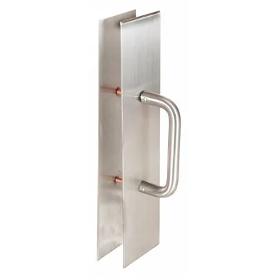 TRIMCO Door Pull Plate: 4 in Wd, 16 in Ht - Antimicrobial Door Pulls