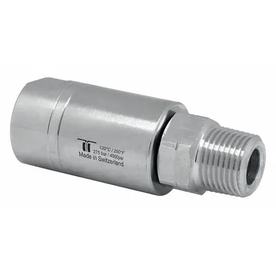 MOSMATIC Rotary Union: Straight, Nickel-Plated C38500 Brass, 1 Passages, 3/8 in Stationary Port - Brass Rotating Joints & Unions